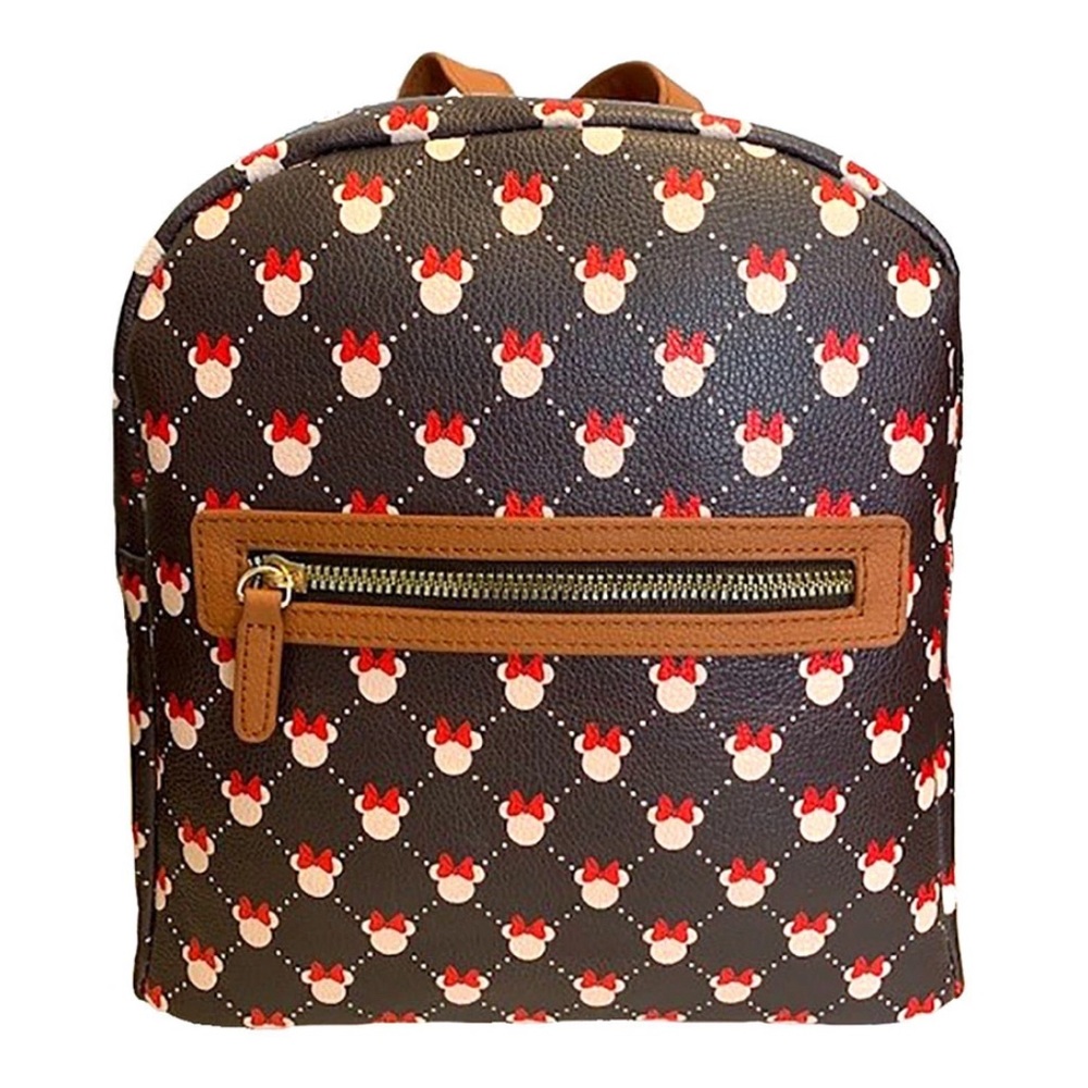 Brown & Black Minnie Head Lattice Backpack
